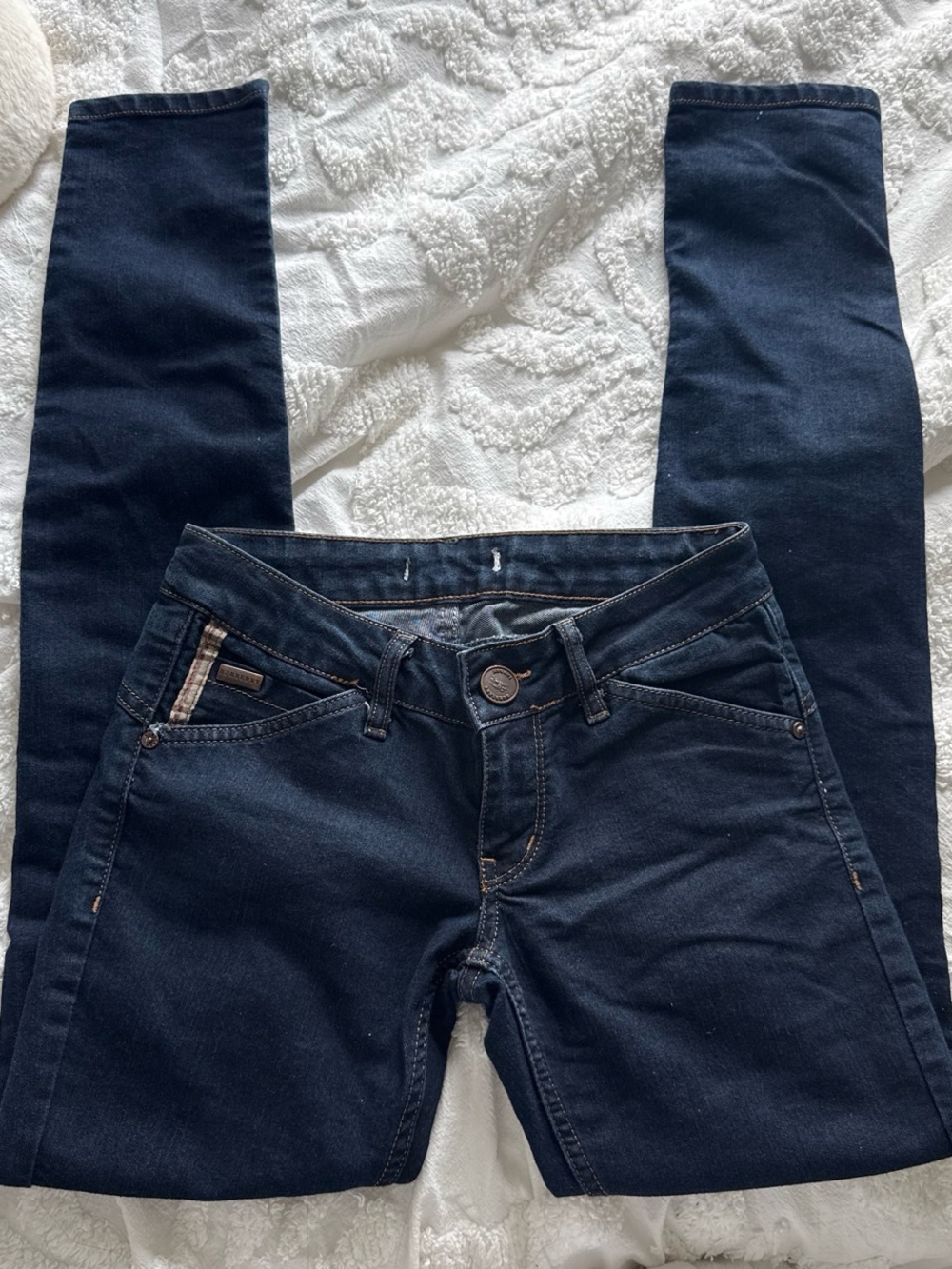 Vintage Burberry Navy Skinny Jeans Size 24